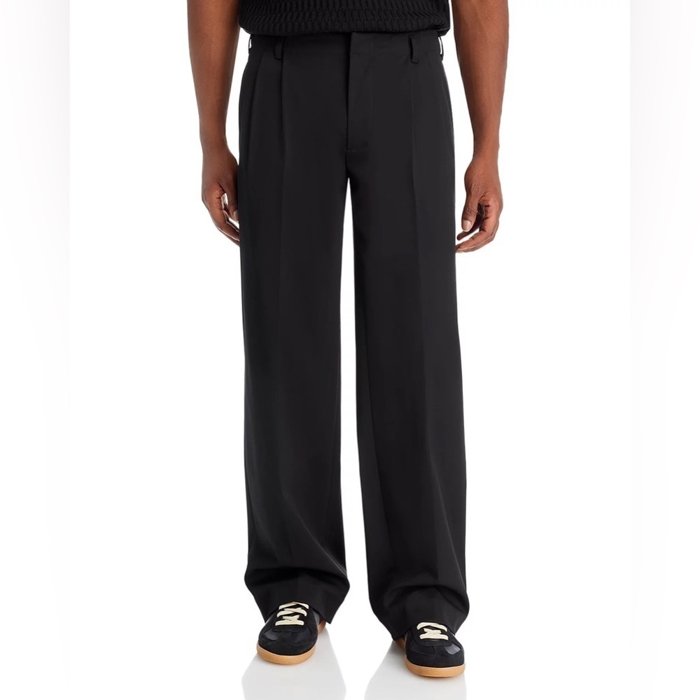 SIMKHAI Leroy Relaxed Straight Fit Pleated Pants Size 34 Black